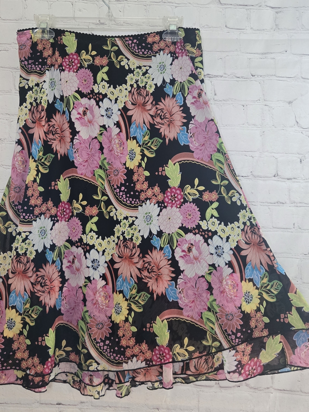 NOTATIONS Y2k Layered Chiffon Slip Skirt Flowy Floral Whimsical Romantic Fairy